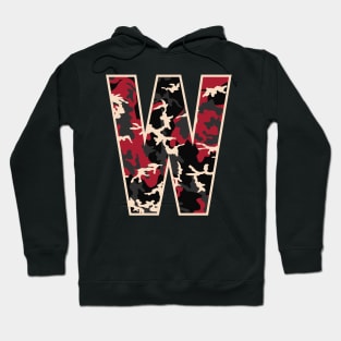 Initial Capital Letter W Camo Alphabet Gift Women Men Hoodie